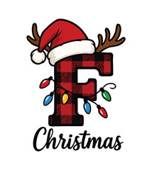 “Christmas Plaid Letter F Design”