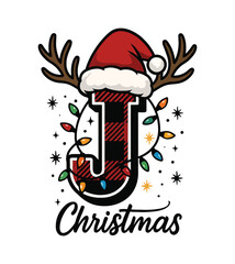 “Christmas Plaid Letter J Design”