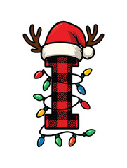 “Christmas Plaid Letter I Design”