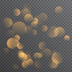 Golden Bokeh Light Transparent Overlay, Soft Gold Bubble Glow Isolated PNG, Elegant Gold Bokeh Overlay on Transparent © Ansar45