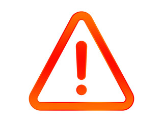 exclamation warning or danger sign with red and orange gradient on transparent background, png icon