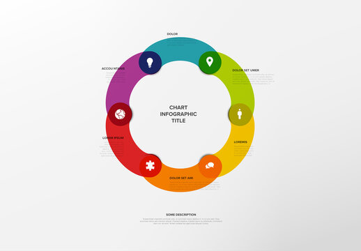Minimalist Rainbow Color Infographic Circular Cycle Diagram with Icons and Text