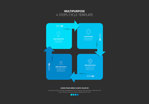 Multipurpose Four Square Steps Cycle Template Infographic with Arrows