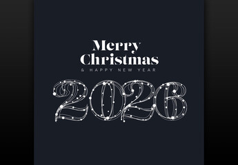 Merry Christmas & Happy New Year 2026 Festive Greeting Card