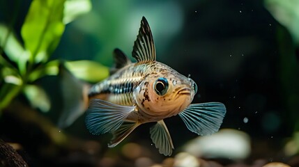 Fototapeta premium Close-Up of Colorful Tropical Fish Swimming among Aquatic Plants