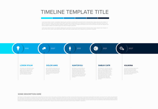 Minimalist Horizontal Timeline Infographic Template with Icons