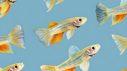 Naklejka premium Colorful Fish Swimming Gracefully in a Serene Aquatic Background