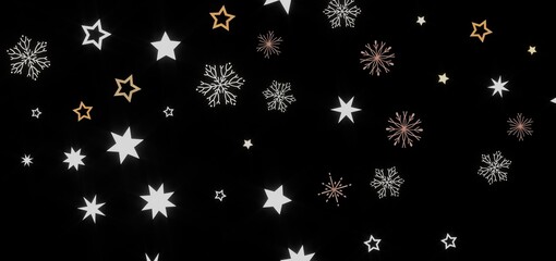 Festive winter background with stars and snowflakes. Perfect for holiday cards, websites, and more.