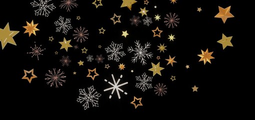 Beautiful winter holiday background with gold stars and snowflakes. Perfect for Christmas, New Year, and winter celebrations.