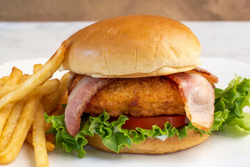  chicken and bacon sandwich   with fries