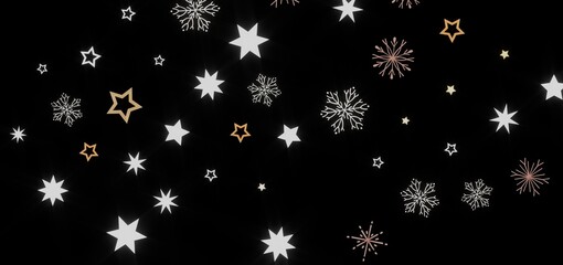 Festive winter background with stars and snowflakes. Perfect for holidays and celebrations.