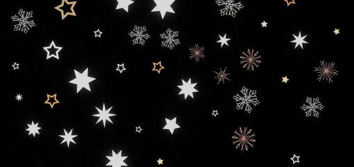 Beautiful winter background with stars and snowflakes. Perfect for holiday designs, cards, and websites.