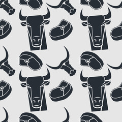 Butcher shop's seamless repeat pattern background. Vector illustration