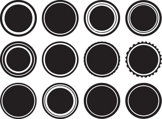 Collection of Black and White Circular Vector Badges and Seals designs.