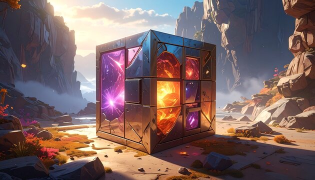 Mystical Cube in a Canyon - A Portal to Another Dimension.
