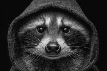 Burglar Raccoon Art Concept: Raccoon with Hoodie as a Cunning Hacker