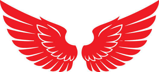 Obraz premium Red wings illustration, representing freedom, flight, or a logo element.