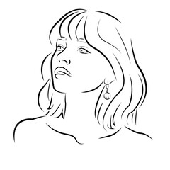 Linear portrait of a woman looking to the side