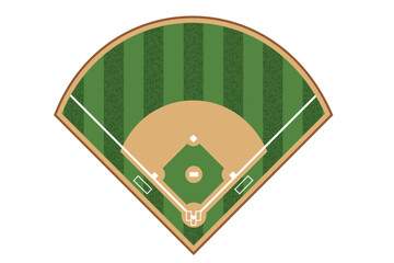 vector top view of baseball field with green grass texture. clipart isolated on transparent background. 
