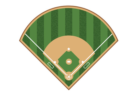 vector top view of baseball field with green grass texture. clipart isolated on transparent background. 