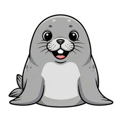 Fototapeta premium Cute cartoon seal isolated on transparent background