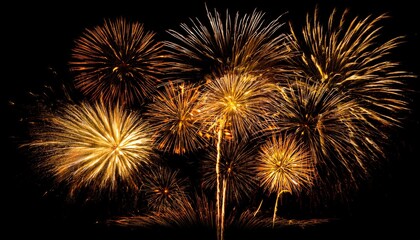Beautiful illustration of colorful fireworks on plain black background. Colorful Fireworks in black sky background for New Year celebration concept.
