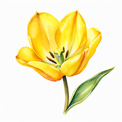 a beautiful spring flower, a tulip. Happy Easter. watercolor drawing. artificial intelligence generator, AI, neural network image. background for the design