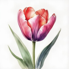 a beautiful spring flower, a tulip. Happy Easter. watercolor drawing. artificial intelligence generator, AI, neural network image. background for the design