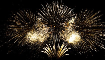 Beautiful illustration of colorful fireworks on plain black background. Colorful Fireworks in black sky background for New Year celebration concept.