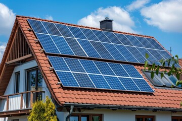 Solar panels installed on a modern house roof