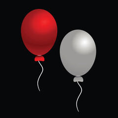 Red and white balloons vector illustration, indonesian independence day celebration decoration, festive party elements on black background, 17 august patriotic concept design © logomimi