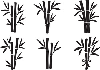 Bamboo Plant Silhouette Vector Clipart Design