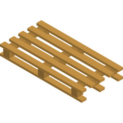 Wooden Shipping Pallet with Slatted Surface and Brown Hue Rendered in Isometric Perspective on a Clean White Background Suitable for Logistics and Storage Concepts