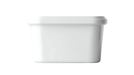 White plastic container isolated on transparent background, perfect for storage