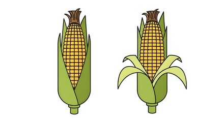 vector illustration two corn cobs