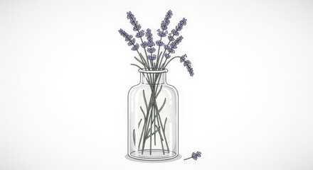 Lavender in a Glass: Delicate sprigs of fragrant lavender elegantly arranged in a transparent glass vase, exuding natural beauty and a calming aroma.