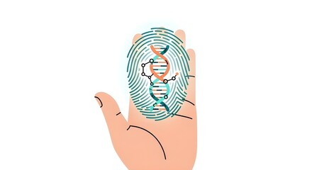 hand with dna fingerprint biometric identity genetics