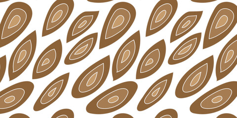 Abstract seamless pattern with organic brown and beige teardrop shapes. Modern decorative background texture for contemporary design