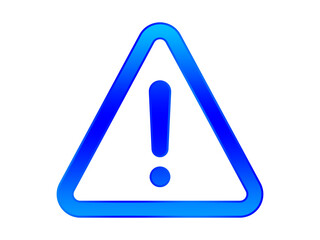 exclamation warning or danger sign with dark blue and blue gradient on transparent background, png icon