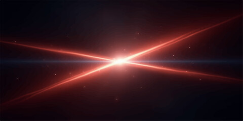 Bright red starburst explosion with lens flare and subtle stars in deep space © HooD