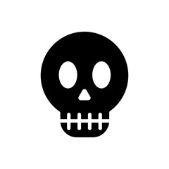 Skull head bone skeleton death flat black icon
