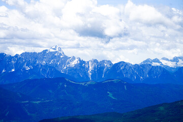 View of the surrounding landscape from the Gerlitzen Alpe. Nature on the Gerlitzen mountain in Carinthia near the Nockberge mountains.
