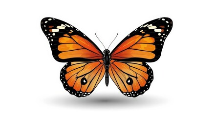Fototapeta premium A vibrant, detailed illustration of a Monarch butterfly with orange and black wings, showcasing intricate patterns.