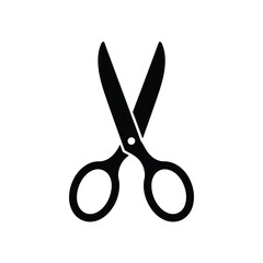 Stylish black silhouette illustration of open scissors for cutting design elements vector scalable eps icon vector illustration white background