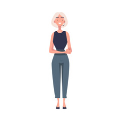 Fototapeta premium Woman Character Talking about Something Standing and Speaking Vector Illustration