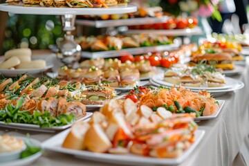 Obraz premium Variety of delicious food displayed at a buffet
