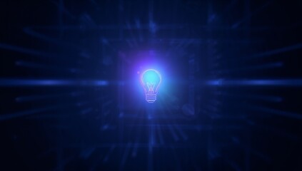 Fototapeta premium Energetic lightbulb icon glowing with innovation on a modern digital background, inspiring ideas and future technology solutions for global business success