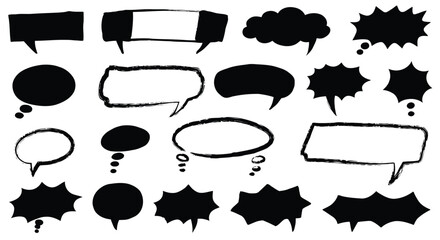 Obraz premium Collection of diverse speech bubbles and thought bubbles silhouette isolated on white background