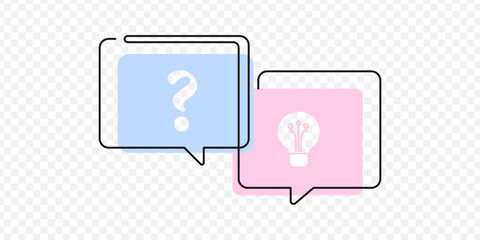 Single line chat. Hand drawn speech bubble. Simple Drawing message bubble. Question and Idea line art style 