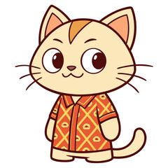 Adorable Feline Friend Cat Character Illustration in Playful Shirt